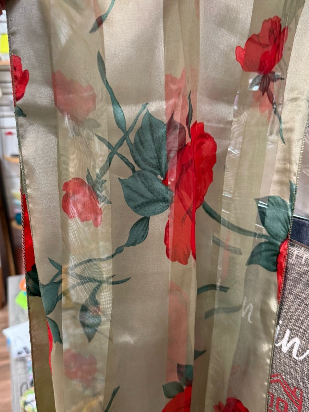 Women’s Floral Sheer Red Rose Scarf